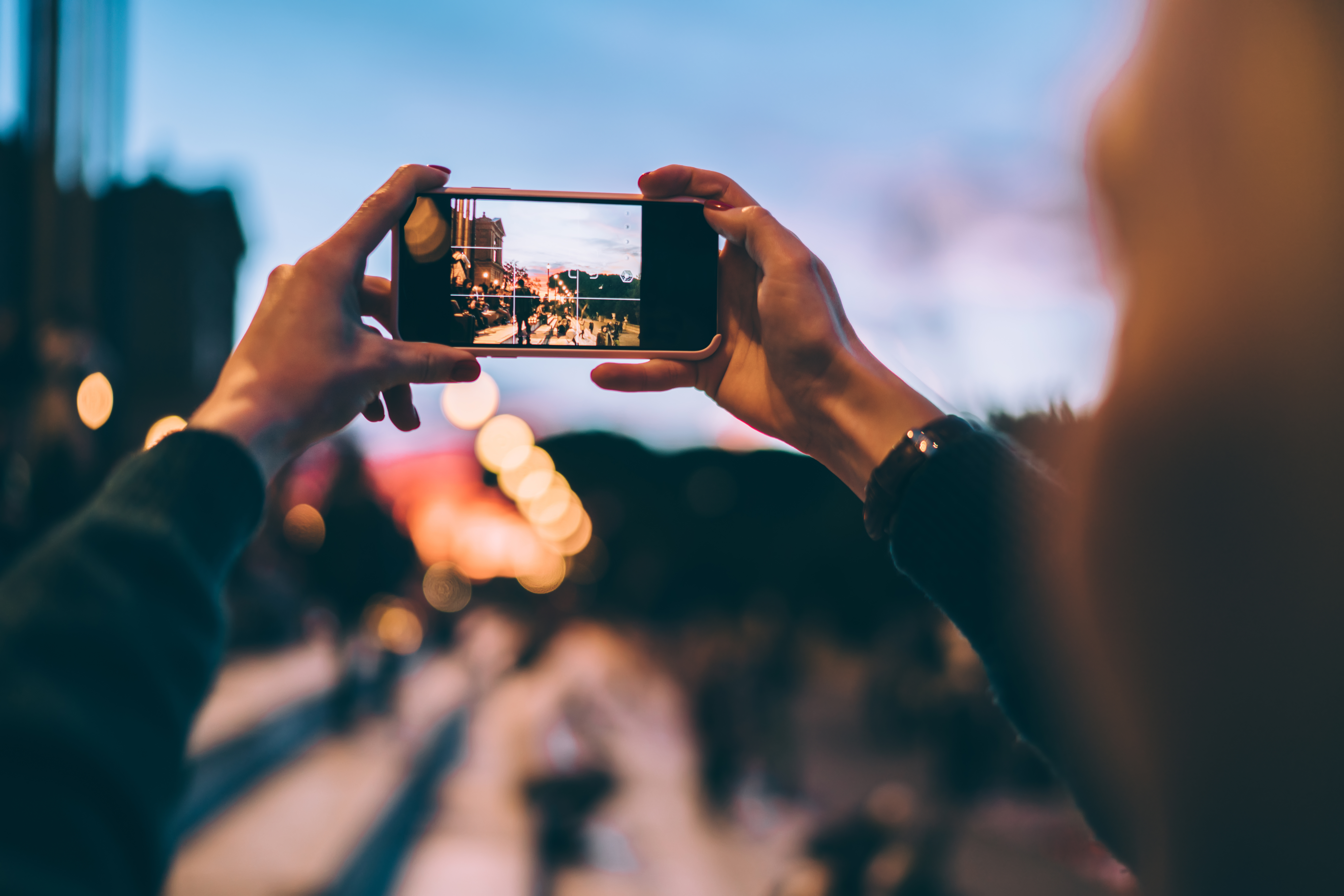 Selective focus on modern cellular phone using for clicking pict